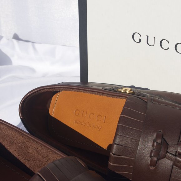 Gucci Men\'s Brown Driving Shoe with Tassel NEW IN BOX WITH SHOE BAG